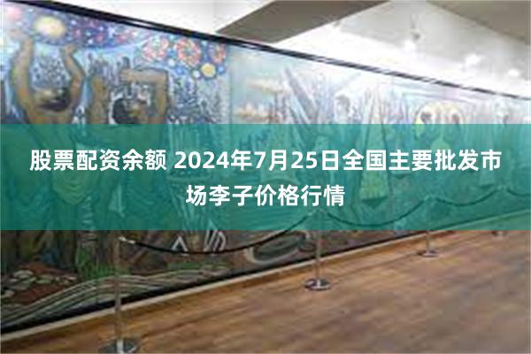 股票配资余额 2024年7月25日全国主要批发市场李子价格行情