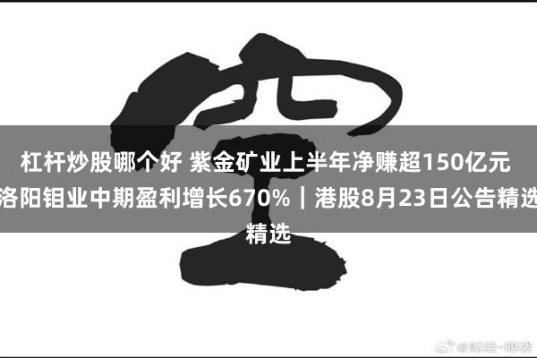 杠杆炒股哪个好 紫金矿业上半年净赚超150亿元 洛阳钼业中期盈利增长670%｜港股8月23日公告精选