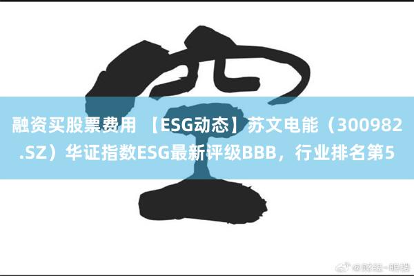 融资买股票费用 【ESG动态】苏文电能（300982.SZ）华证指数ESG最新评级BBB，行业排名第5