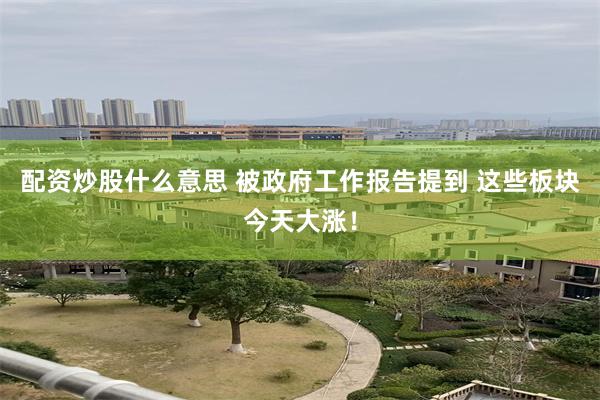 配资炒股什么意思 被政府工作报告提到 这些板块今天大涨！